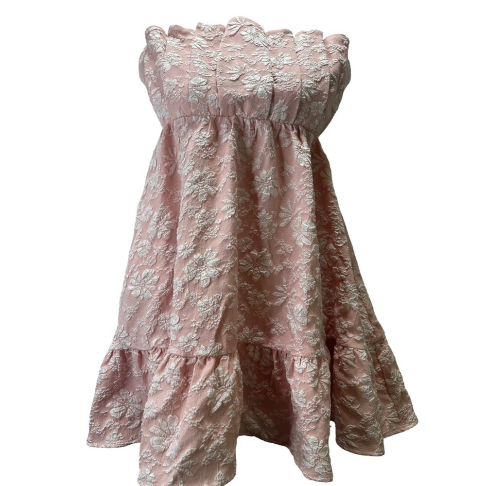 Entro Strapless Pink Embroidered mini dress size M